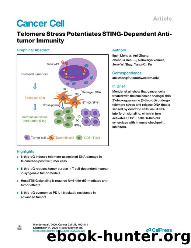 Telomere Stress Potentiates STING-Dependent Anti-tumor Immunity by unknow