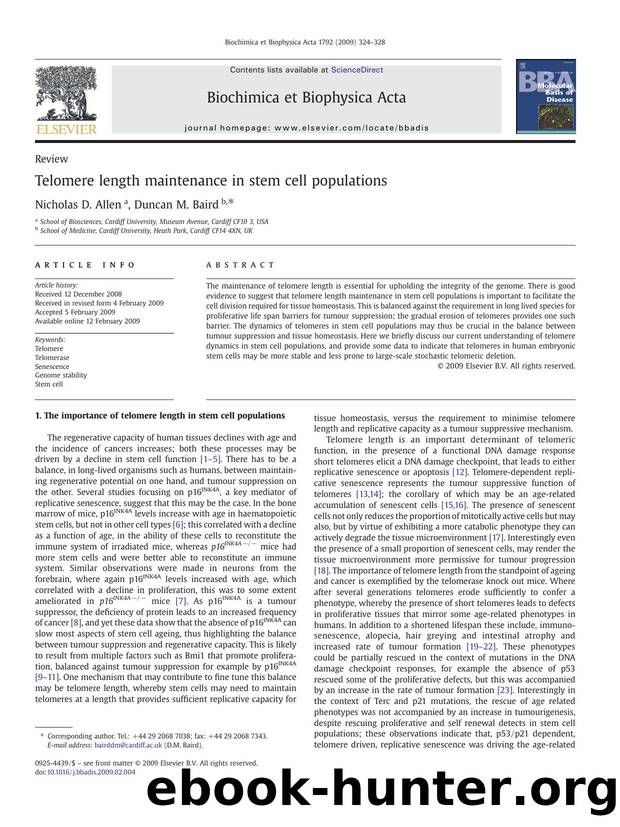 Telomere length maintenance in stem cell populations by Nicholas D. Allen; Duncan M. Baird
