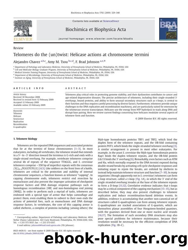 Telomeres do the (un)twist: Helicase actions at chromosome termini by Alejandro Chavez; Amy M. Tsou; F. Brad Johnson