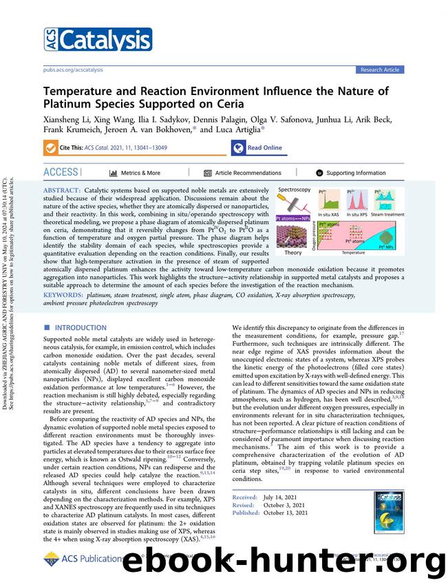 Temperature and Reaction Environment Influence the Nature of Platinum Species Supported on Ceria by unknow