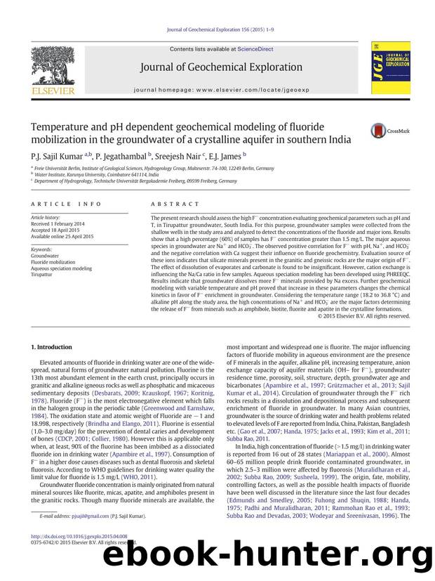 Temperature and pH dependent geochemical modeling of fluoride mobilization in the groundwater of a crystalline aquifer in southern India by Unknown