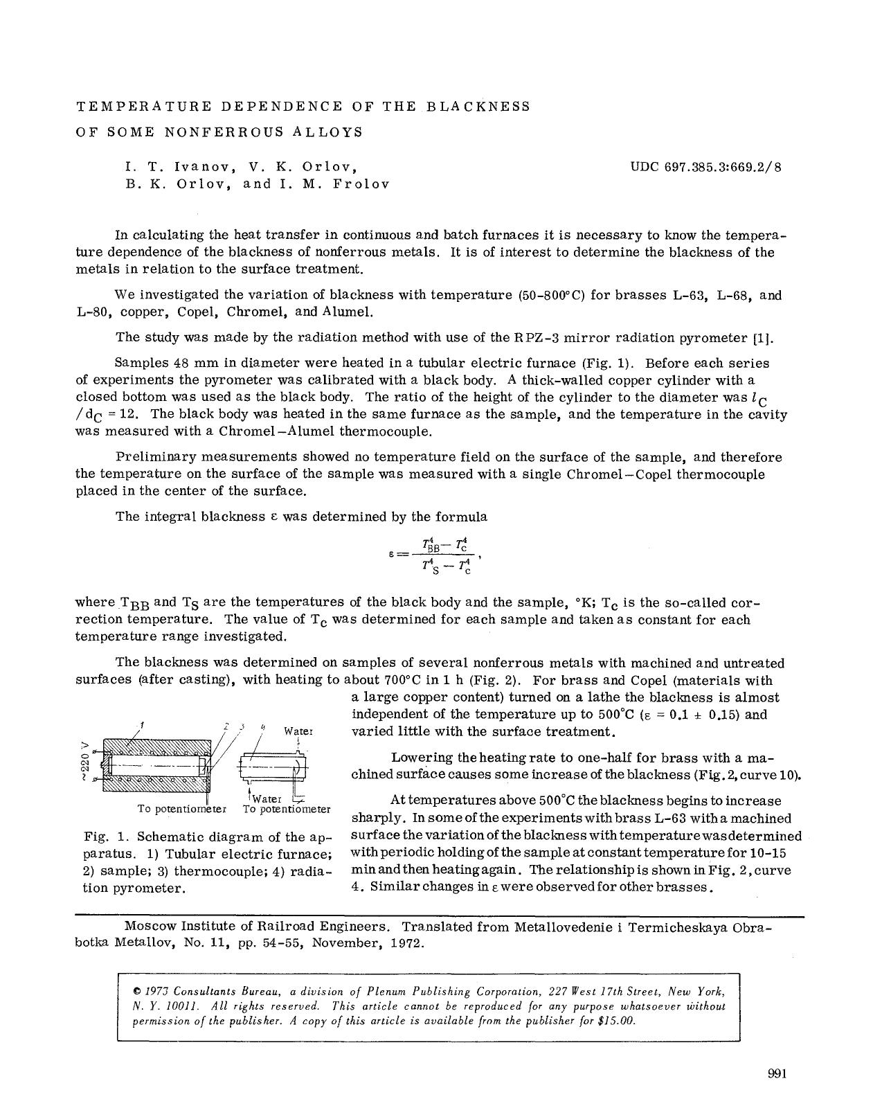 Temperature dependence of the blackness of some nonferrous alloys by Unknown
