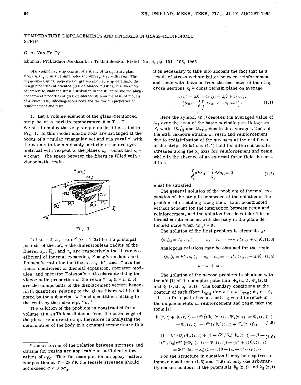 Temperature displacements and stresses in glass-reinforced strip by Unknown