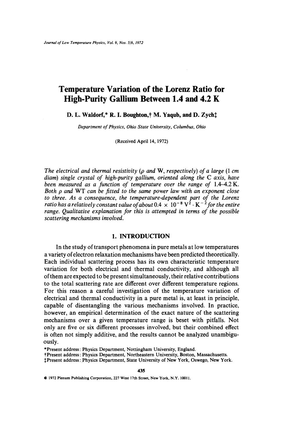 Temperature variation of the Lorenz ratio for high-purity gallium between 1.4 and 4.2 K by Unknown
