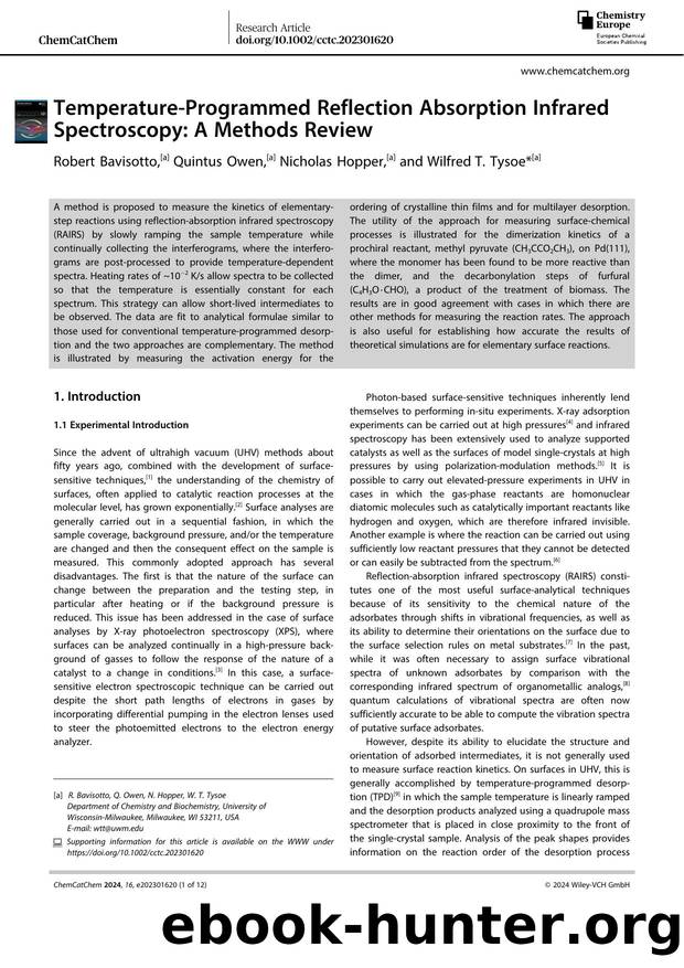 TemperatureâProgrammed Reflection Absorption Infrared Spectroscopy: A Methods Review by Unknown