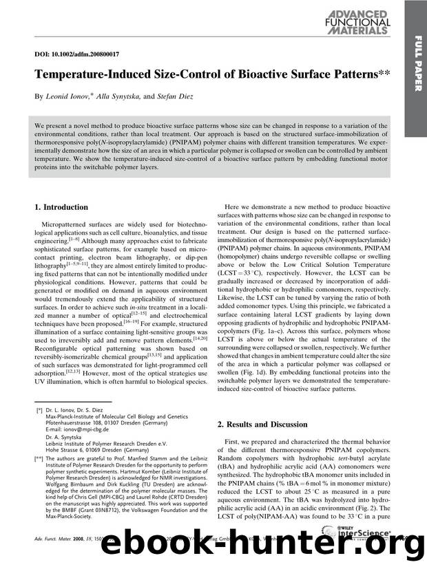 Temperature-Induced Size-Control of Bioactive Surface Patterns by Unknown