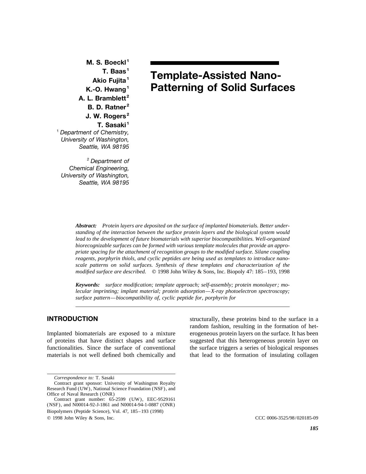 Template-assisted nano-patterning of solid surfaces by Unknown