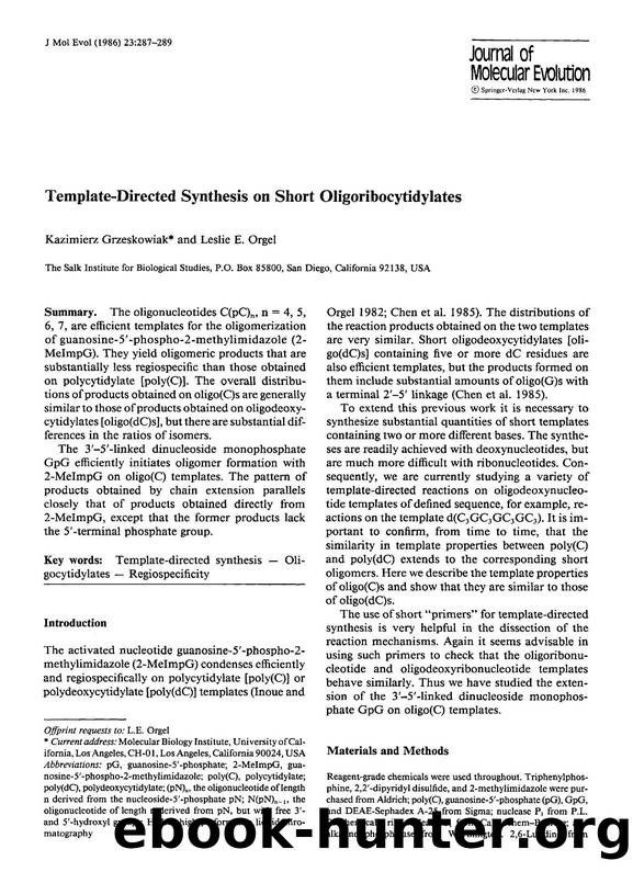 Template-directed synthesis on short oligoribocytidylates by Unknown