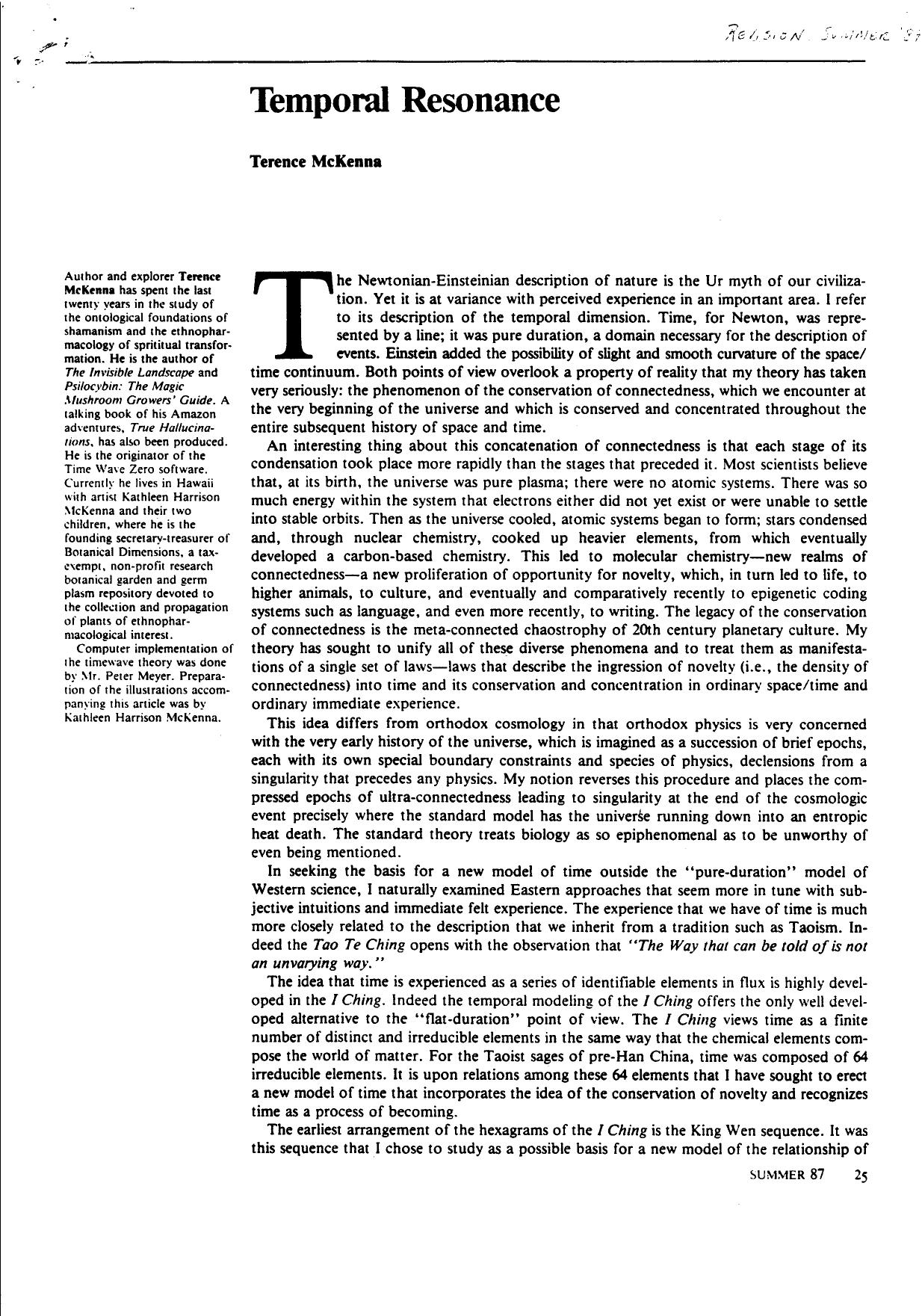 Temporal Resonance by Terence McKenna