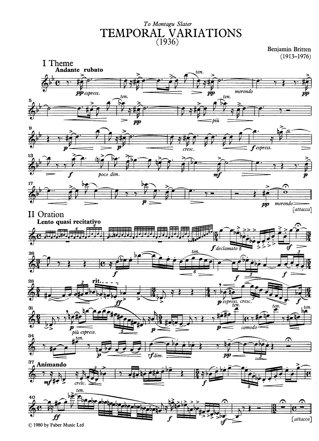 Temporal Variations (Oboe And Piano) by Britten