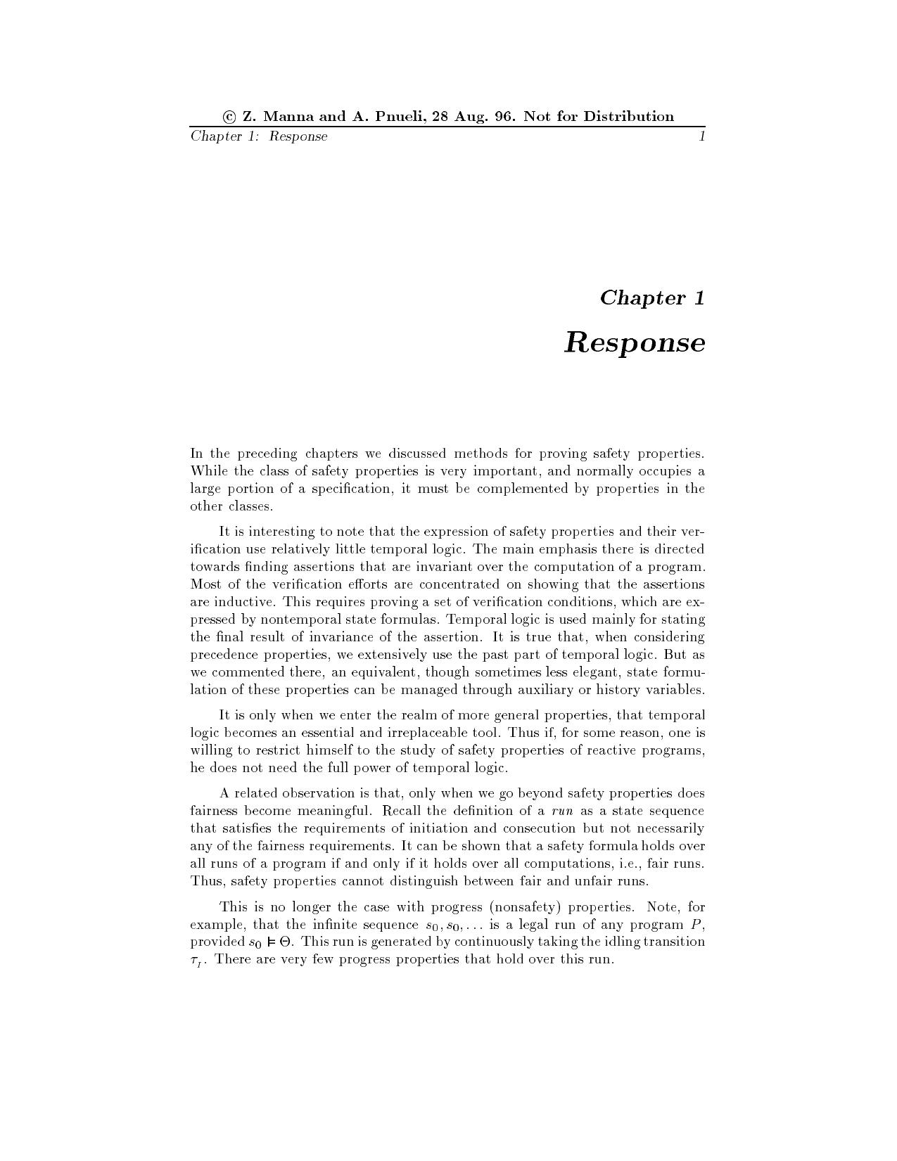 Temporal verification of reactive systems: progress by Manna Z. Pnueli A