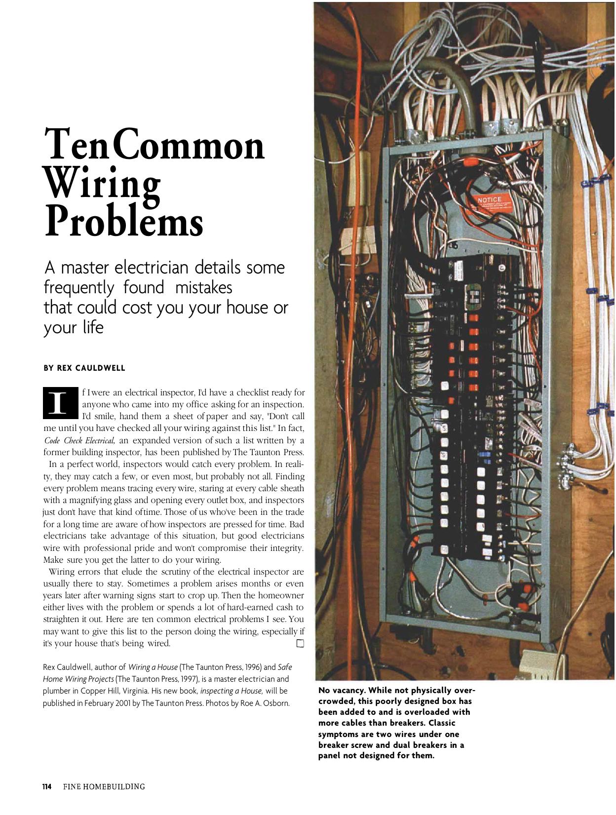 Ten Common Wiring Problems by Rex Cauldwell