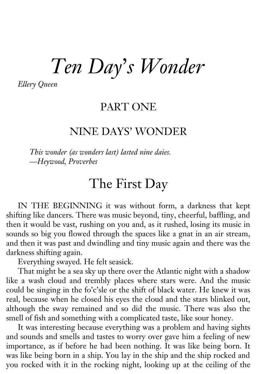 Ten Day's Wonder by Ellery Queen