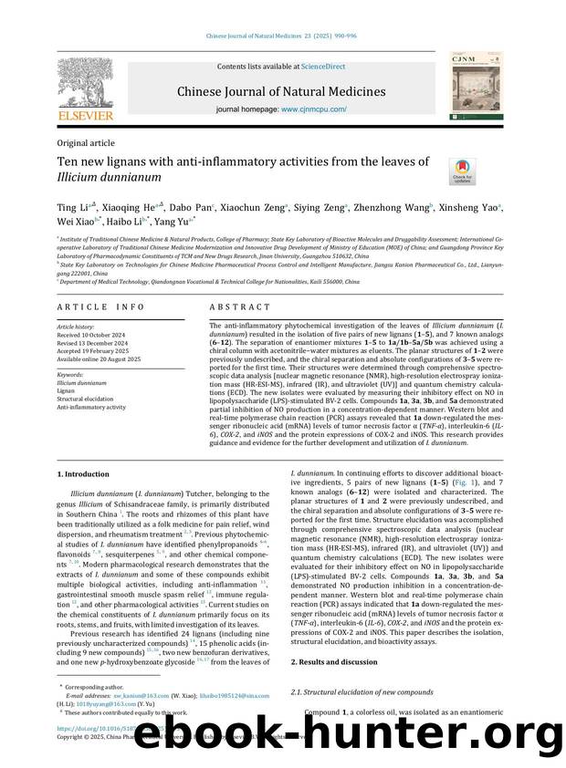 Ten new lignans with anti-inflammatory activities from the leaves of Illicium dunnianum by Ting Li