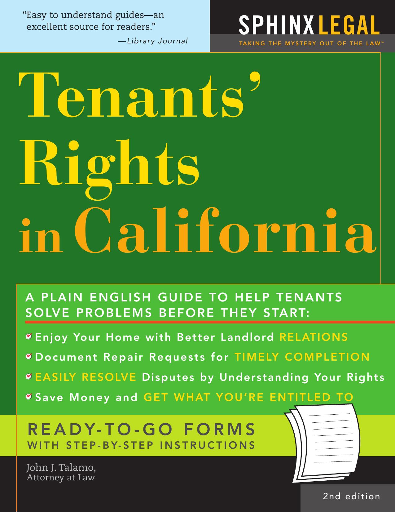 Tenants' Rights in California, 2E (Legal Survival Guides) by Talamo