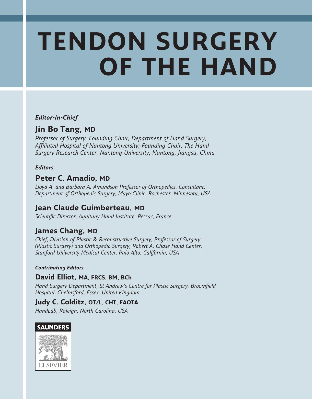 Tendon surgery of the hand by Tang Jin Bo