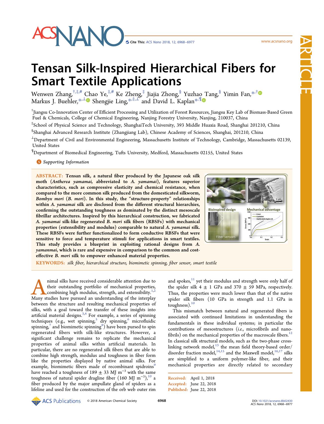 Tensan Silk-Inspired Hierarchical Fibers for Smart Textile Applications by unknow