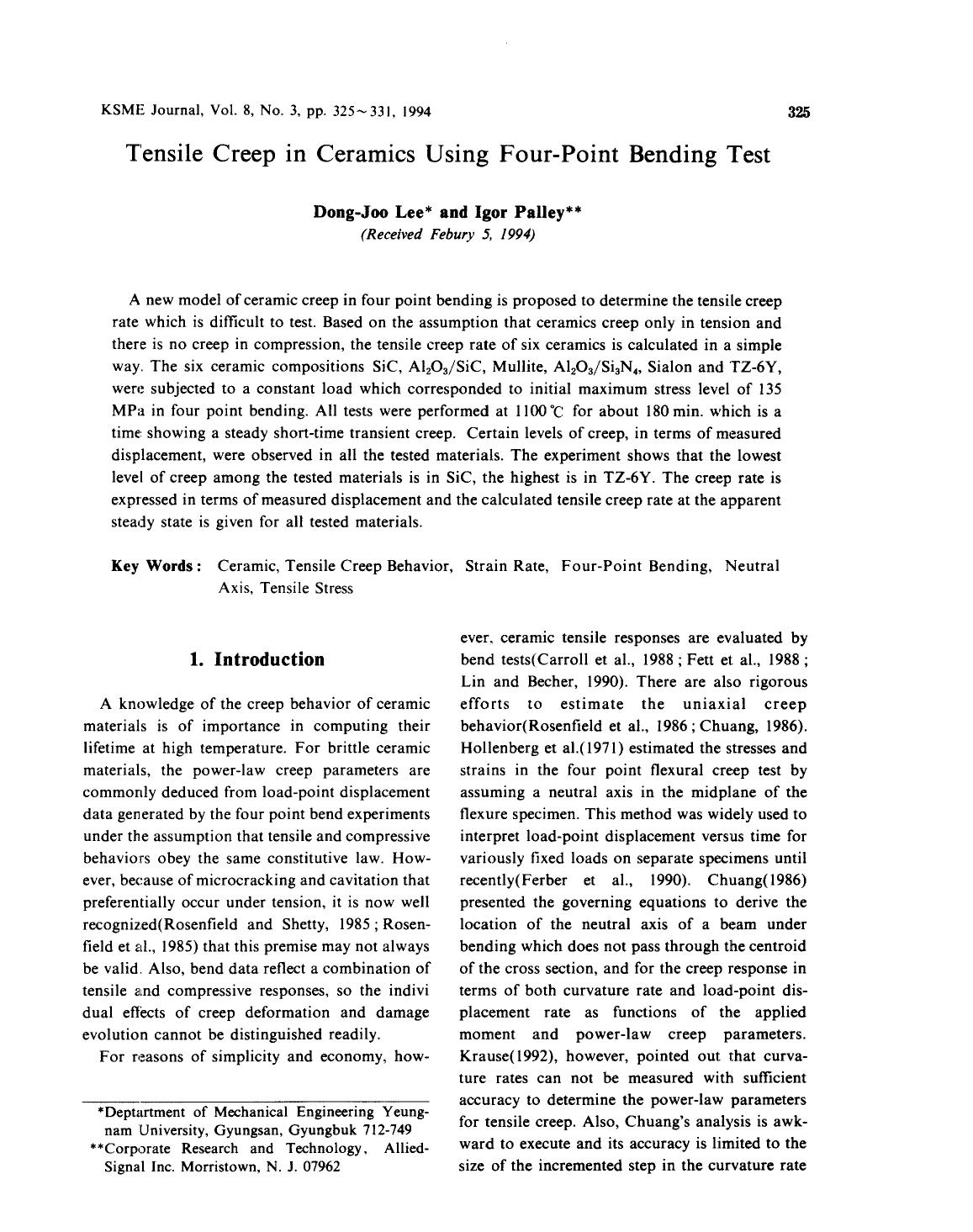 Tensile creep in ceramics using four-point bending test by Unknown