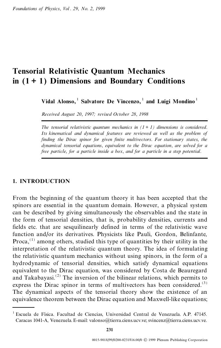 Tensorial Relativistic Quantum Mechanics in (1+1) Dimensions and Boundary Conditions by Unknown