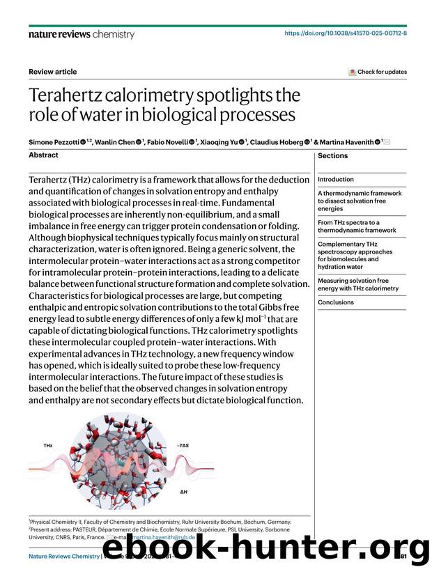 Terahertz calorimetry spotlights the role of water in biological processes by Simone Pezzotti & Wanlin Chen & Fabio Novelli & Xiaoqing Yu & Claudius Hoberg & Martina Havenith
