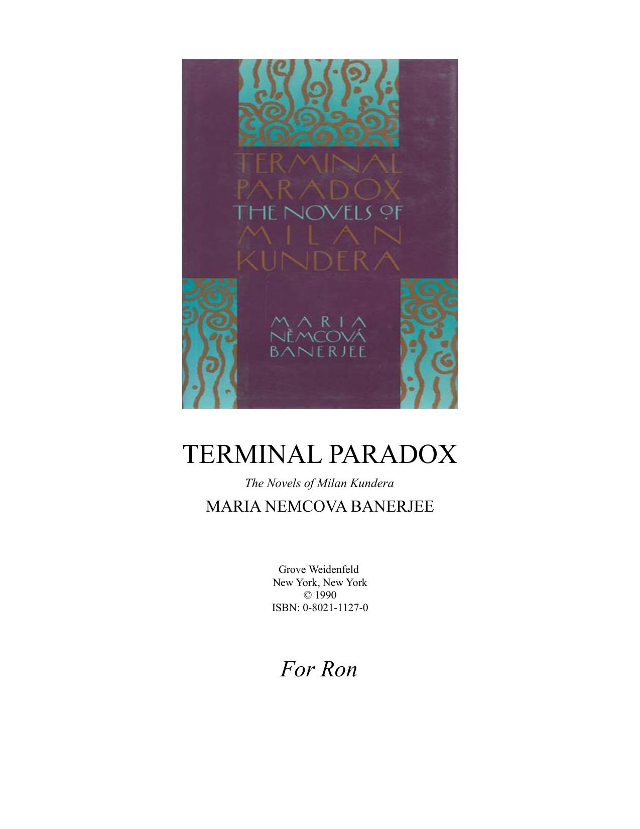Terminal Paradox The Novels of Milan Kundera ( PDFDrive ) by Unknown