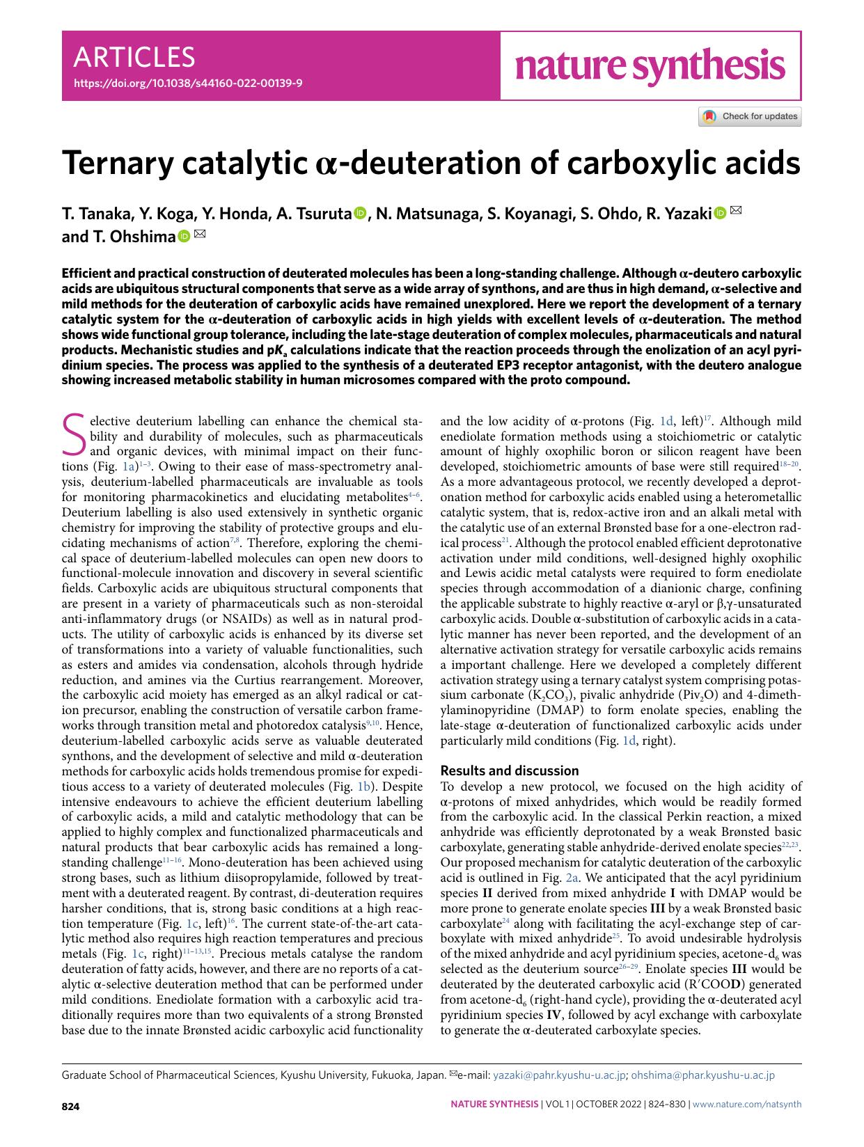 Ternary catalytic Î±-deuteration of carboxylic acids by unknow