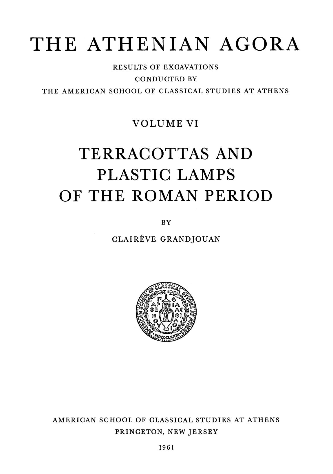 Terracottas and Plastic Lamps of the Roman Period by Terracottas & Plastic Lamps Roman Period