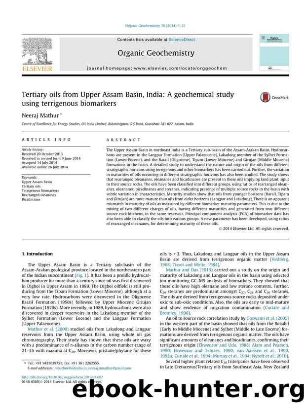 Tertiary oils from Upper Assam Basin, India: A geochemical study using terrigenous biomarkers by Neeraj Mathur