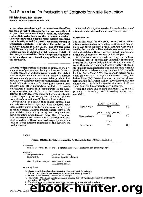 Test procedure for evaluation of catalysts for nitrile reduction by Unknown