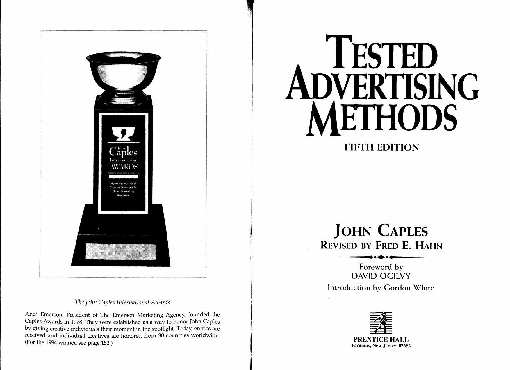 Tested Advertising Methods (Business Classics Series) by John Caples Fred E. Hahn