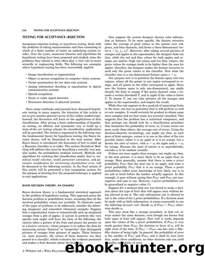 Testing for Acceptance-Rejection". In: Wiley Encyclopedia of Electrical and Electronics Engineering by Unknown