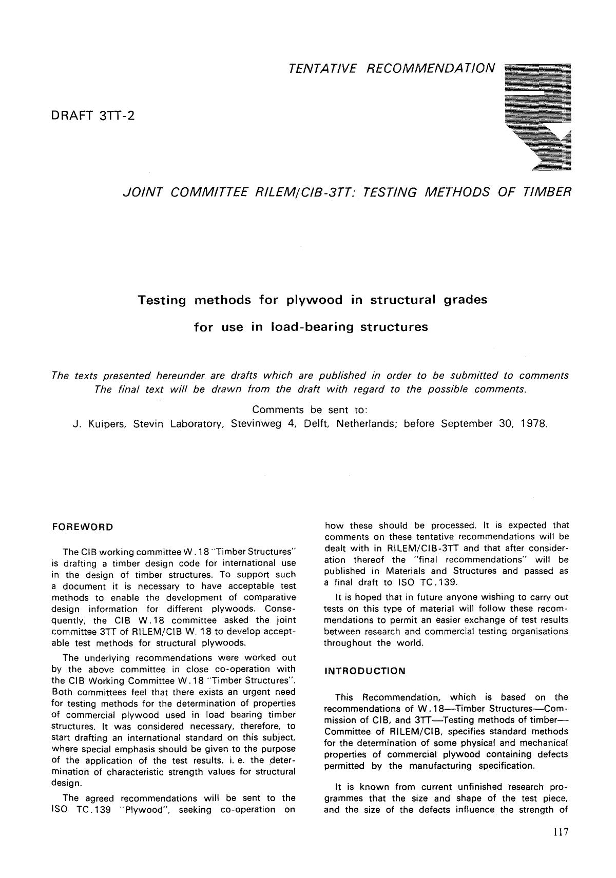 Testing methods for plywood in structural grades for use in load-bearing structures by Unknown