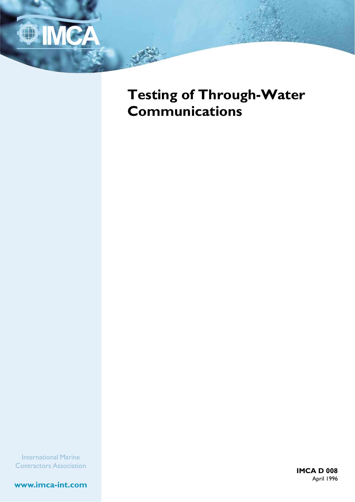 Testing of through-water communications by Unknown