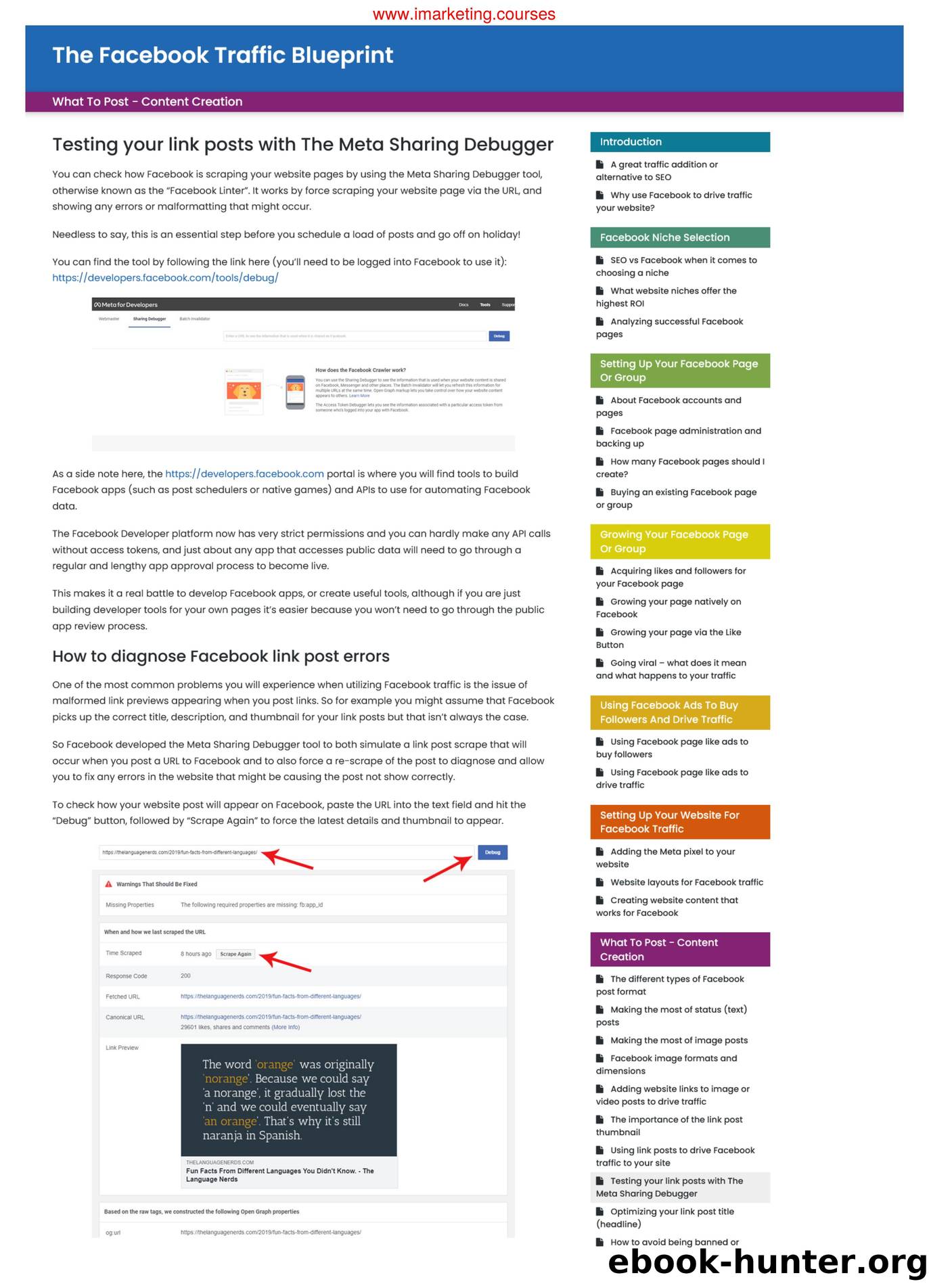 Testing your link posts with The Meta Sharing Debugger by Unknown