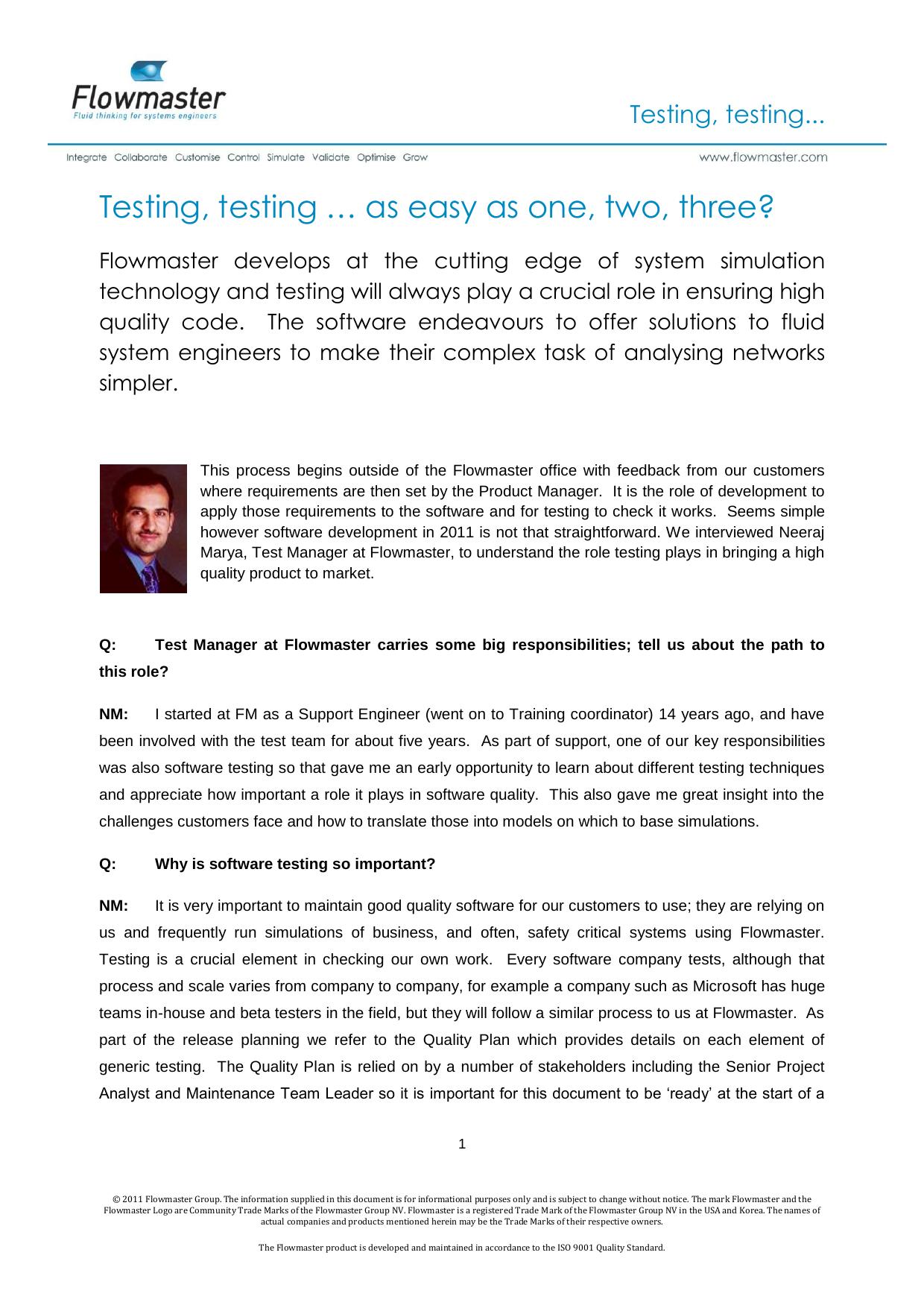 Testing, testing. as easy as one, two, three? by Marya N