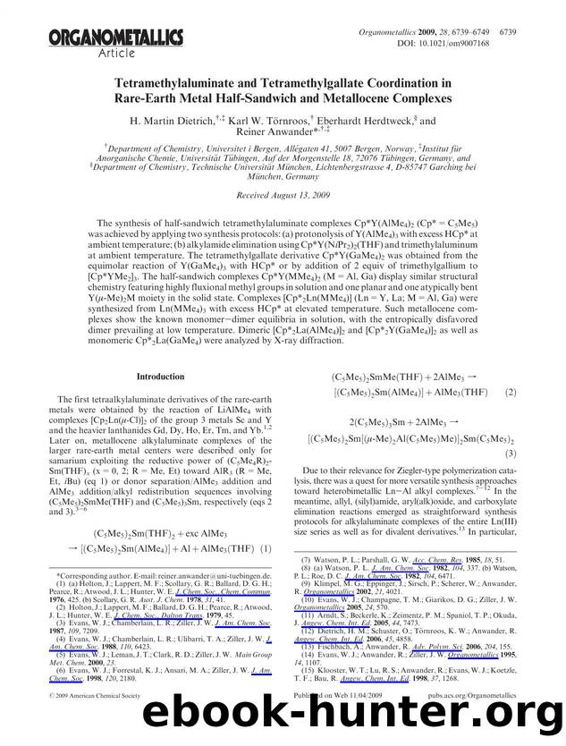 Tetramethylaluminate and Tetramethylgallate Coordination in Rare-Earth Metal Half-Sandwich and Metallocene Complexes by Unknown