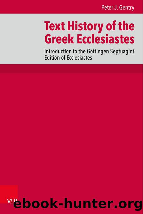 Text History of the Greek Ecclesiastes (9783666560736) by Unknown