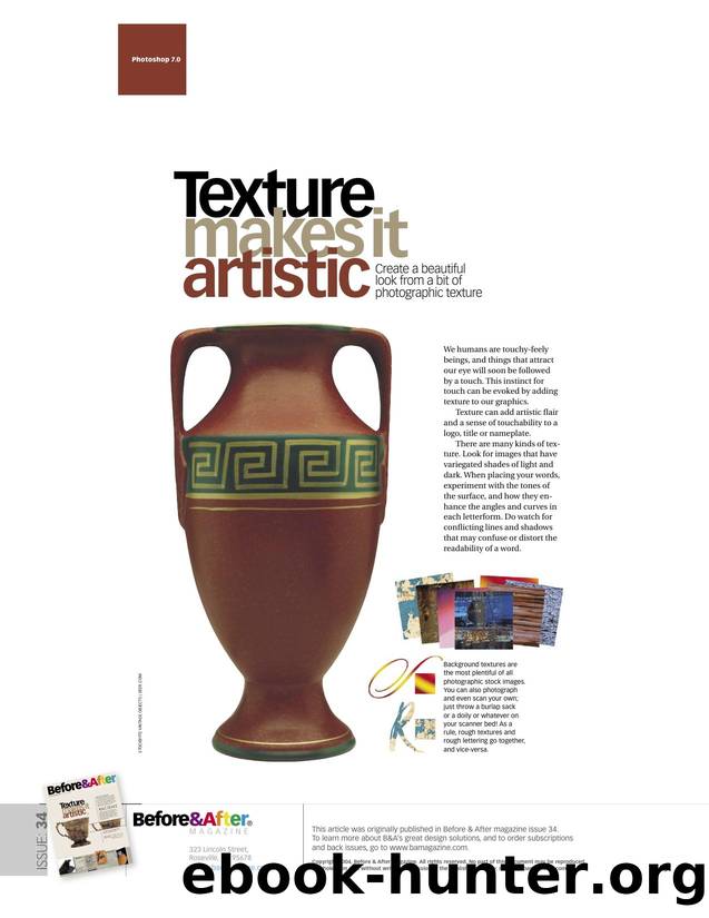 Texture Makes It Artistic Â©2004 Before & After Magazine by Unknown