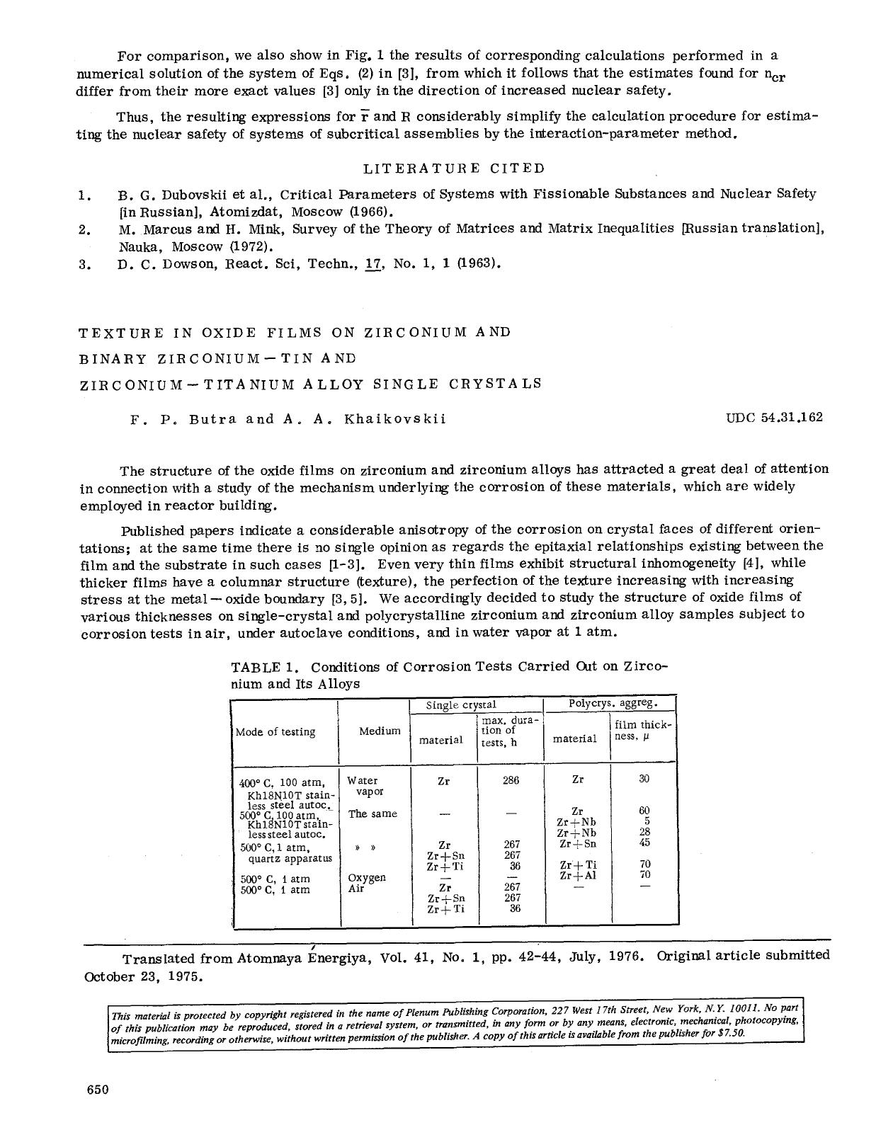 Texture in oxide films on zirconium and binary zirconium-tin and zirconium-titanium alloy single crystals by Unknown