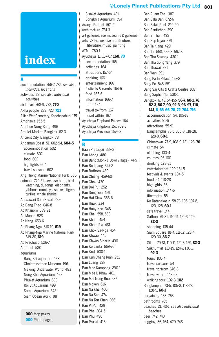 Thailand - Index (Chapter) by Lonely Planet