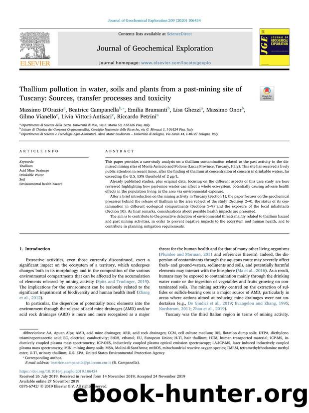 Thallium pollution in water, soils and plants from a past-mining site of Tuscany_ Sources, transfer processes and toxicity by unknow