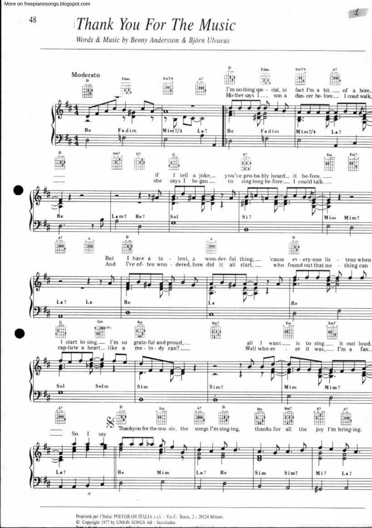 Thank You For The Music by Abba