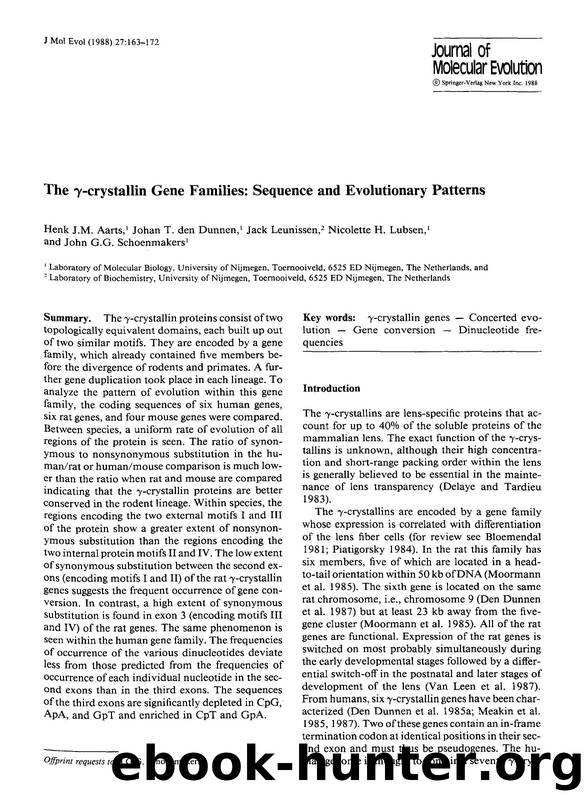 The γ-crystallin gene families: Sequence and evolutionary patterns by Unknown