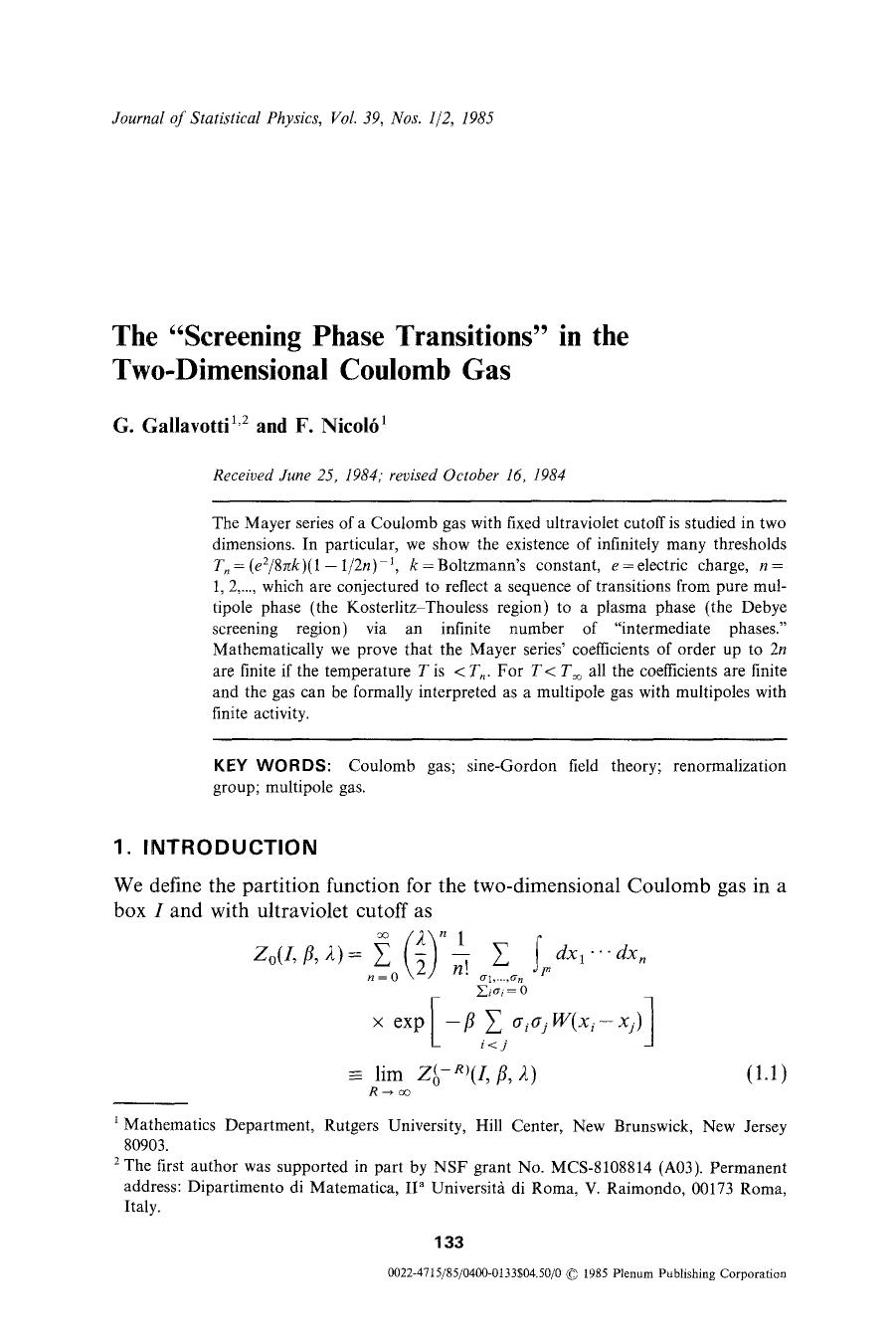 The “screening phase transitions” in the two-dimensional Coulomb gas by Unknown