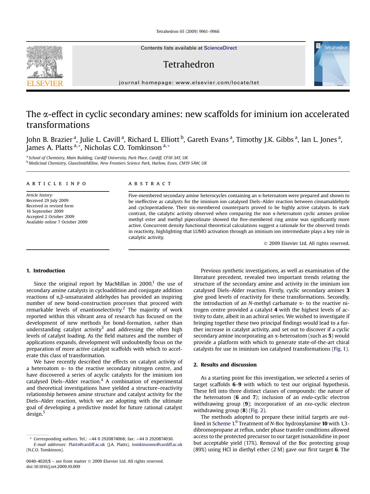 The &alpha;-effect in cyclic secondary amines: new scaffolds for iminium ion accelerated transformations by unknow