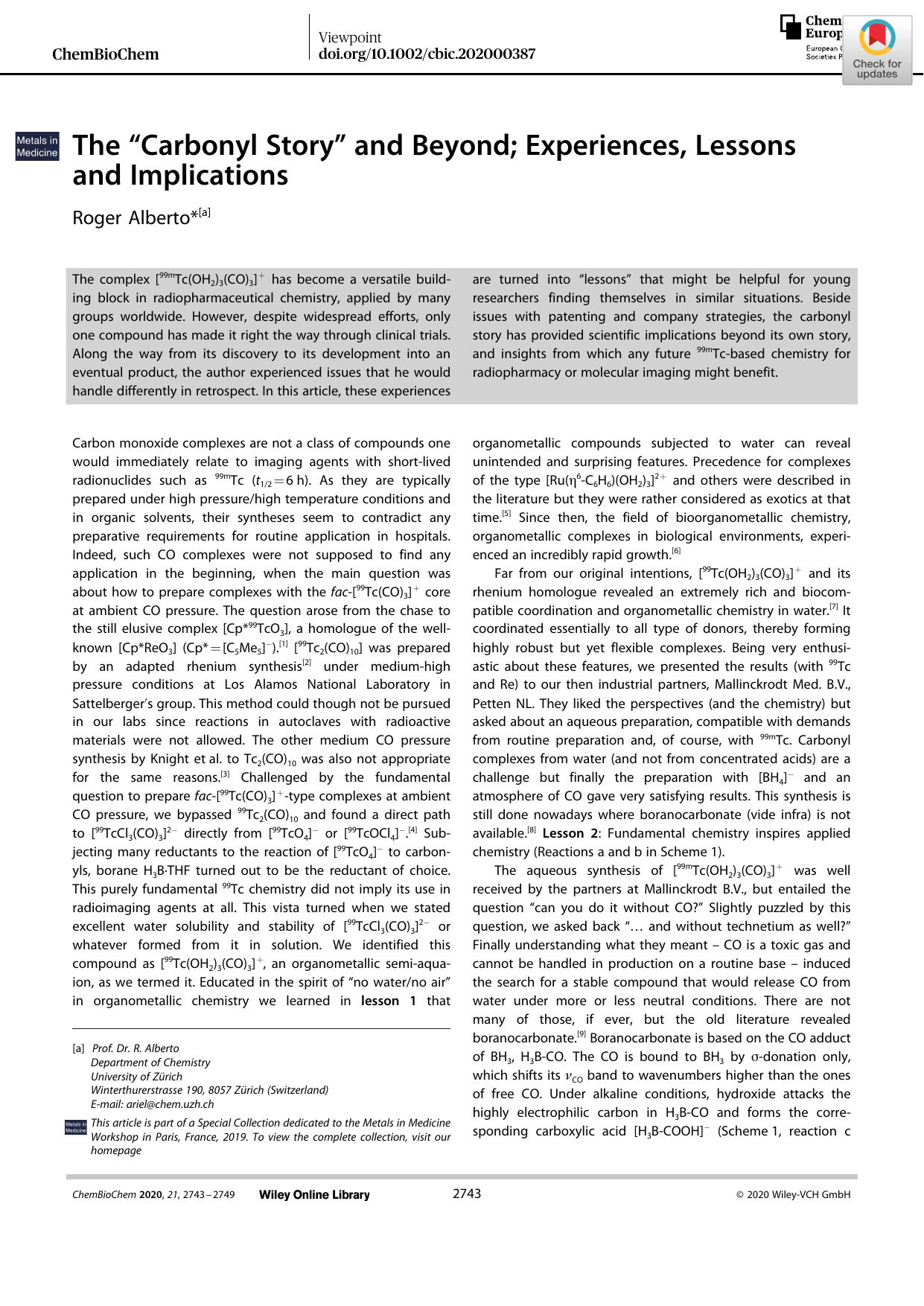 The âCarbonyl Storyâ and Beyond; Experiences, Lessons and Implications by Unknown