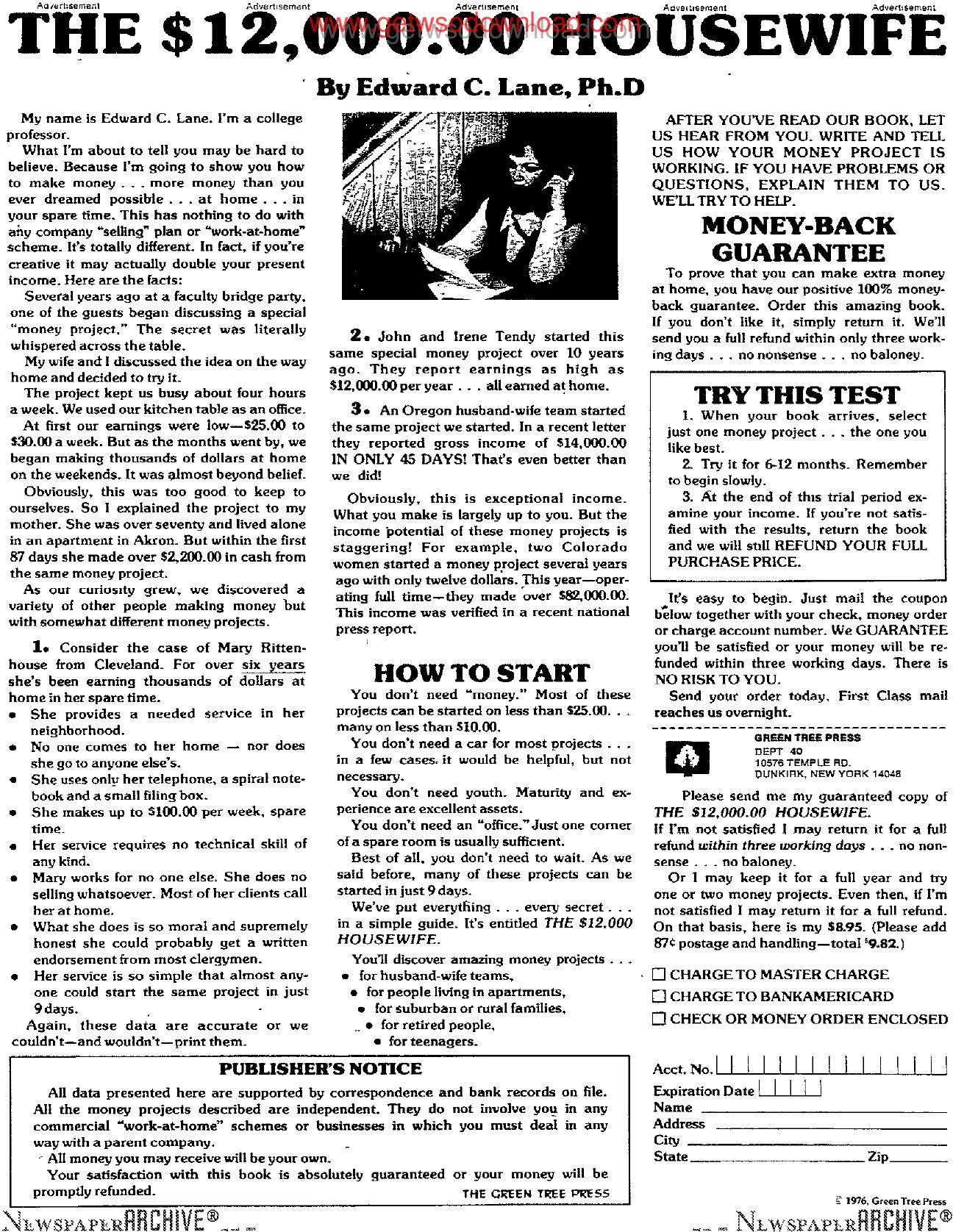 The 12 K Housewife by Copyright 2005 Heritage Microfilm Inc. and Newspaperarchive.com
