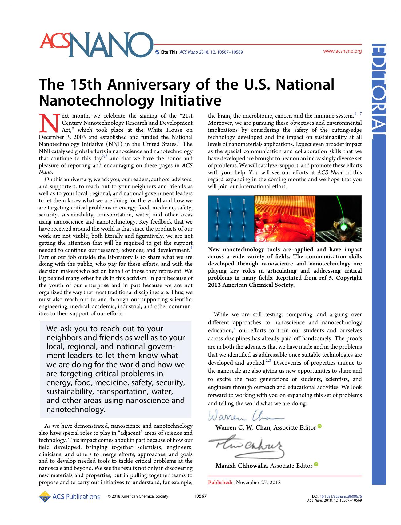 The 15th Anniversary of the U.S. National Nanotechnology Initiative by unknow