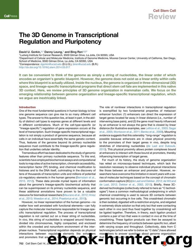 The 3D Genome in Transcriptional Regulation and Pluripotency by David U. Gorkin & Danny Leung & Bing Ren