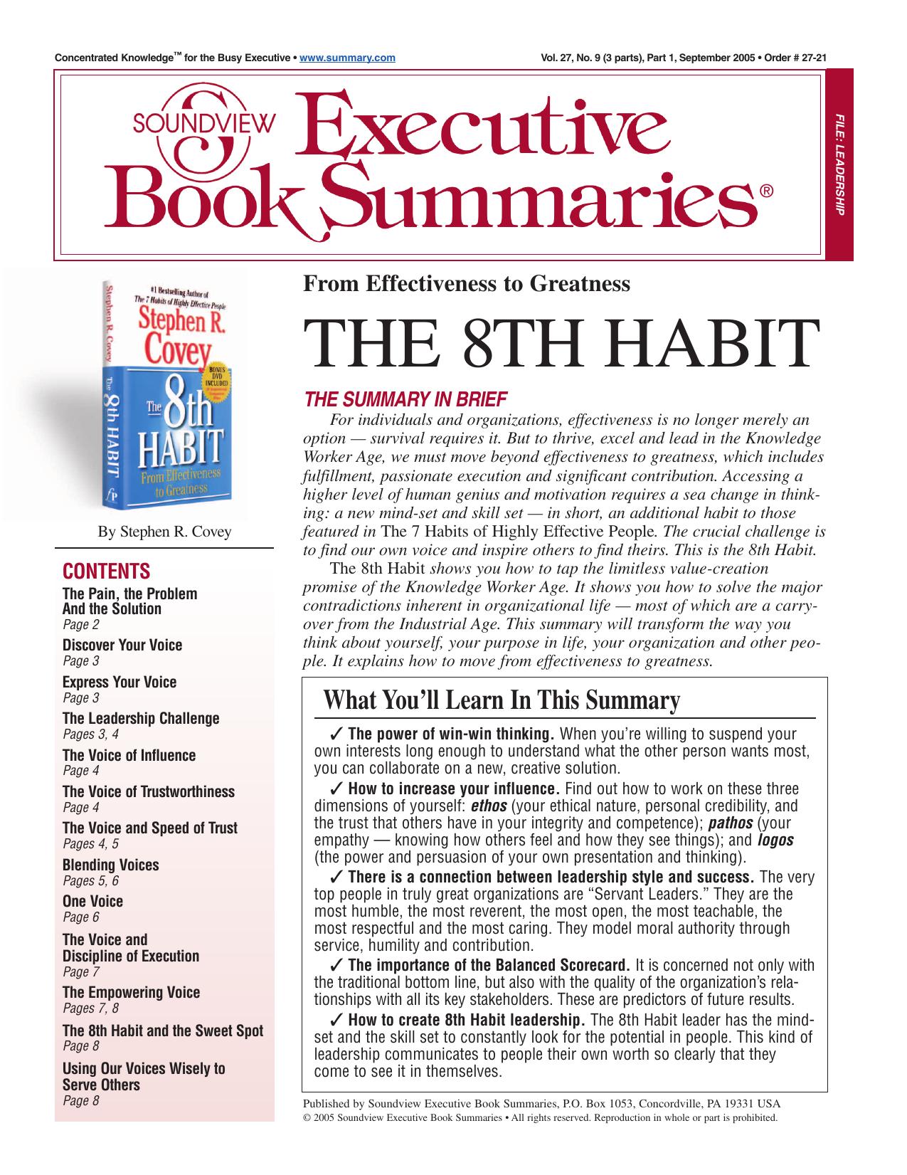 The 8th Habit by Stephen R. Covey